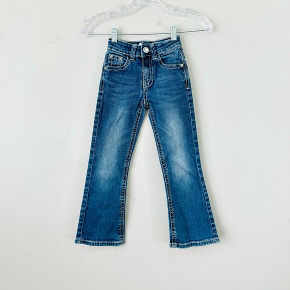 Cedar Rose Girls Size 6 Bootcut Dark Blue Jeans with Embroidered Back Pockets - Picture 1 of 12